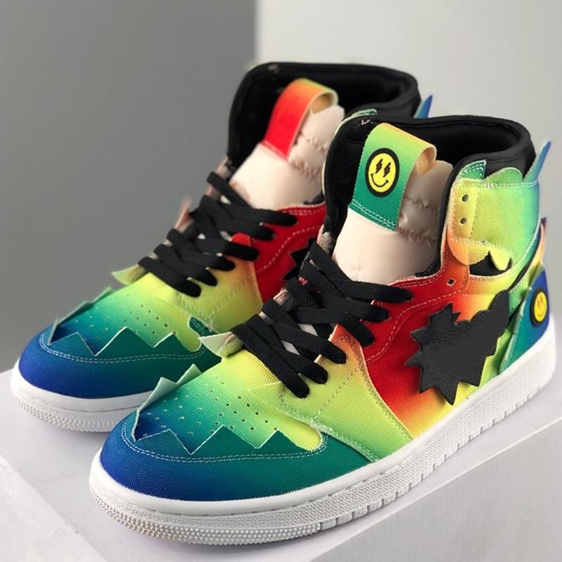 Acheter Pas Cher New J Balvin 1 High Basketball Rainbow Super Bowl  Chaussures Hommes Tie Dye Formateurs Femmes Sport Chaussures Taille 36 44  Du 58,84 € | Fr.Dhgate