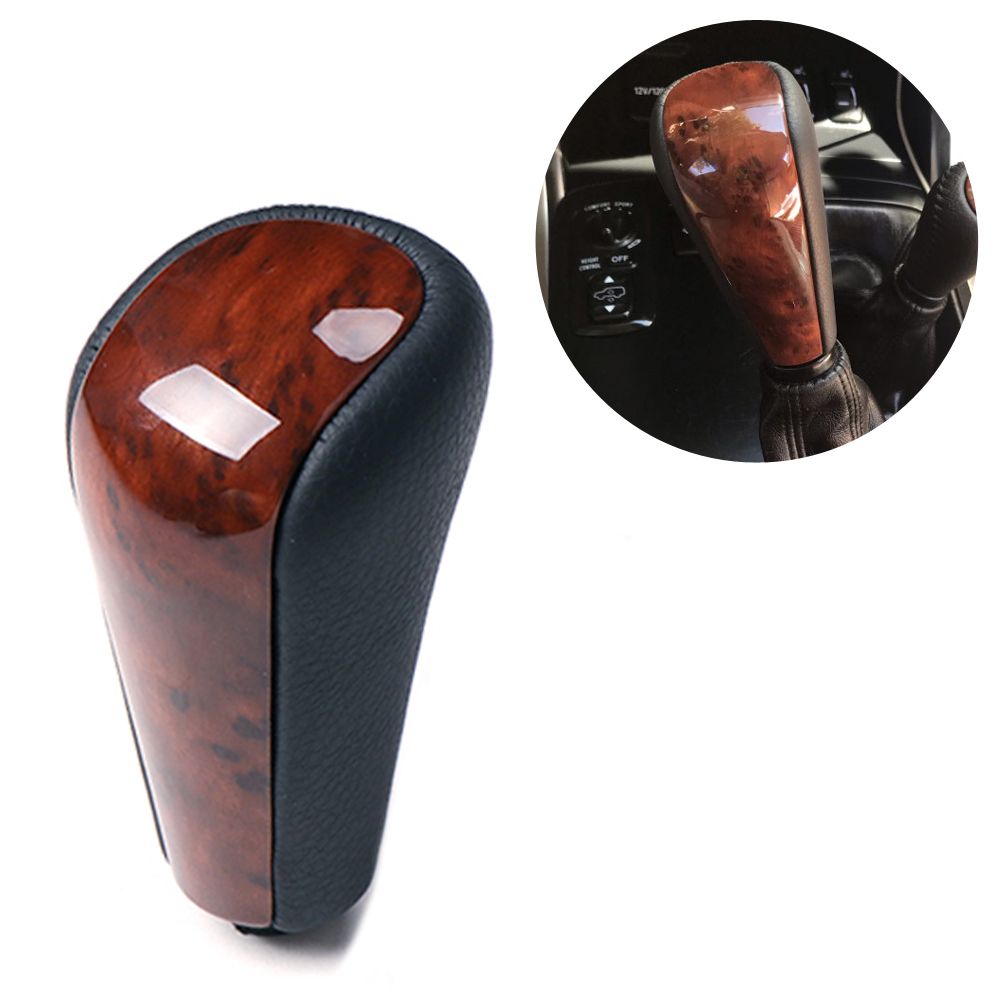 Black & Breathable Beige PU Leather Auto Gear Shift Handle Shifter Knob