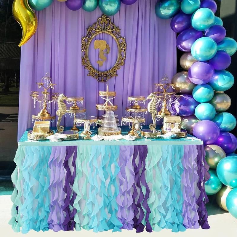 Satin Al Bebek Dogum Gunu Dugun Dekorasyon Masa Dekor Icin Noel Okyanus Serisi Renkli Tul Masa Etek Tl308 25 Dhgate Comda