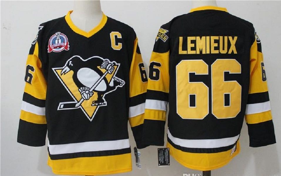 Vintage Mario Lemieux #66 Pittsburgh Penguins Black CCM Jersey Mens XL