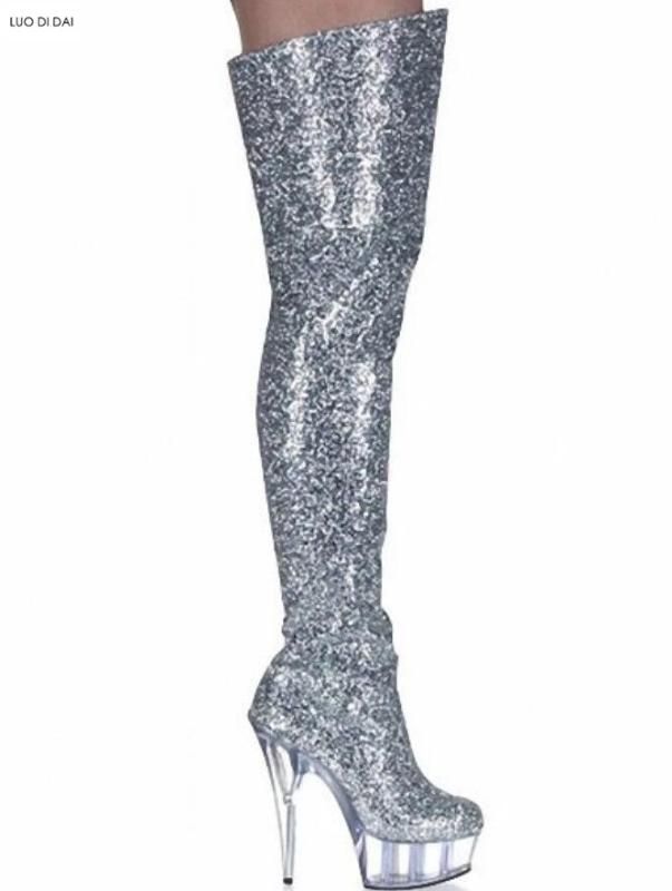 glitter long boots