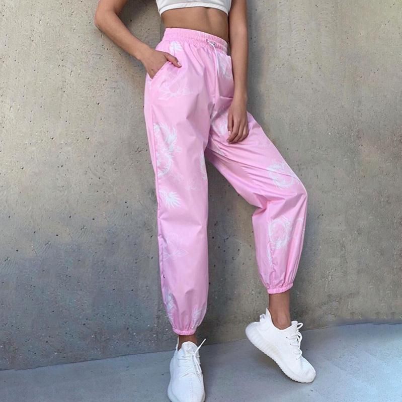 Black Sweatpants With Pink Dragons 