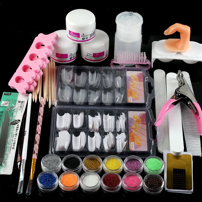 22 In 1 Manicure DIY Basic Starter Kit Color Glitter Acrylic Powder ...