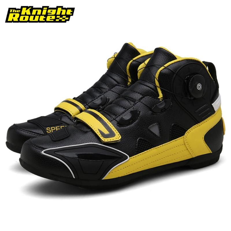 yellow motorcycle boots