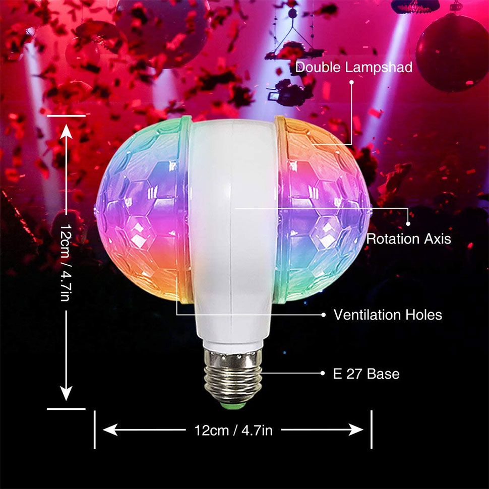 comunicación Tarjeta postal Enfadarse Lámparas de bola de discoteca de efectos LED, luces giratorias de 6W E27  RGB, LED Bombilla