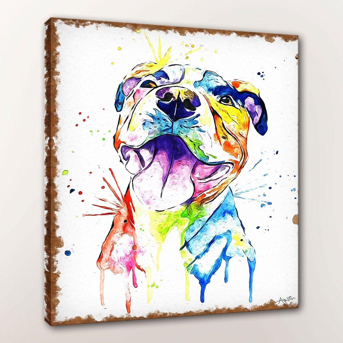 satin al pitbull boyama pit bull kopek sanat duvar dekor pitbull pop art renkli kopek boyama hayvan portresi tuval uzerine pet hd baskilar tl87 24