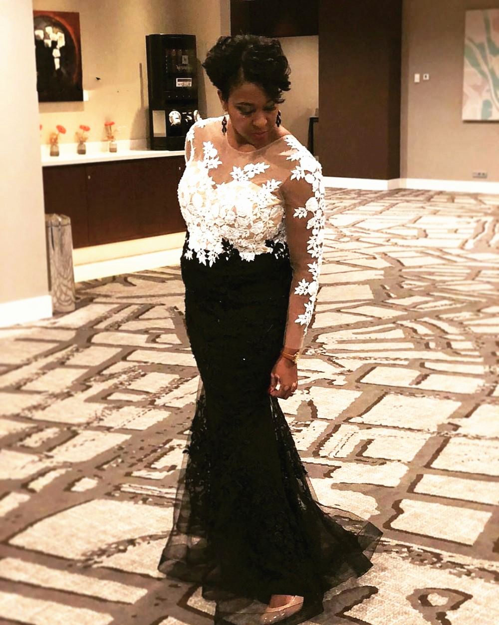 Mother Of The Bride Black And White Dress White And Black Lace Mother Of The Bride Dress Mermaid Long Sleeve Illusion Bodice Prom Evening Party Gowns Customized Plus Size From In_love, $94.53 | DHgate Israel