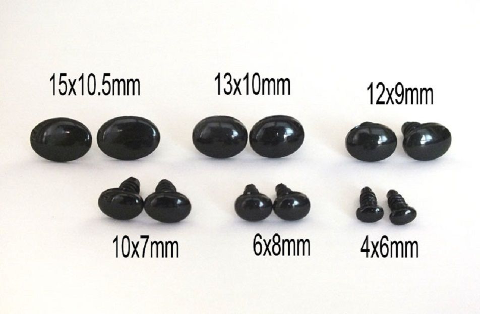 Narices de seguridad para peluches 100 piezas de diferentes tamaños Color negro 