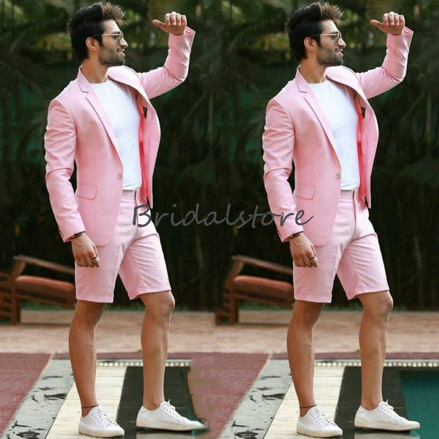 Casual Outfit Pink Wedding Men Suit 
