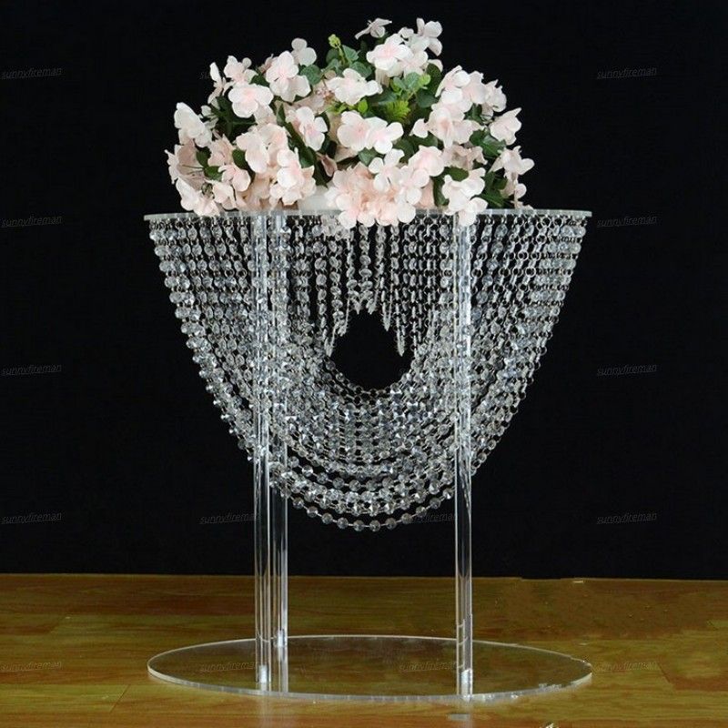 24 Inches Tall Wedding Crystal Centerpieces Clear Flower Chandeliers