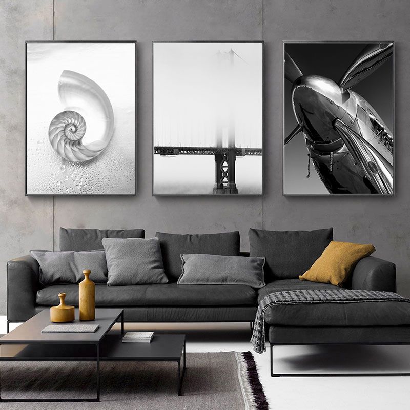 2020 Black White Sea Aurora Bridge Helicopter Wall Art Canvas Painting Nordic Posters And Prints Wall Pictures For Living Room Decor From Goodcomfortable 4 58 Dhgate Com