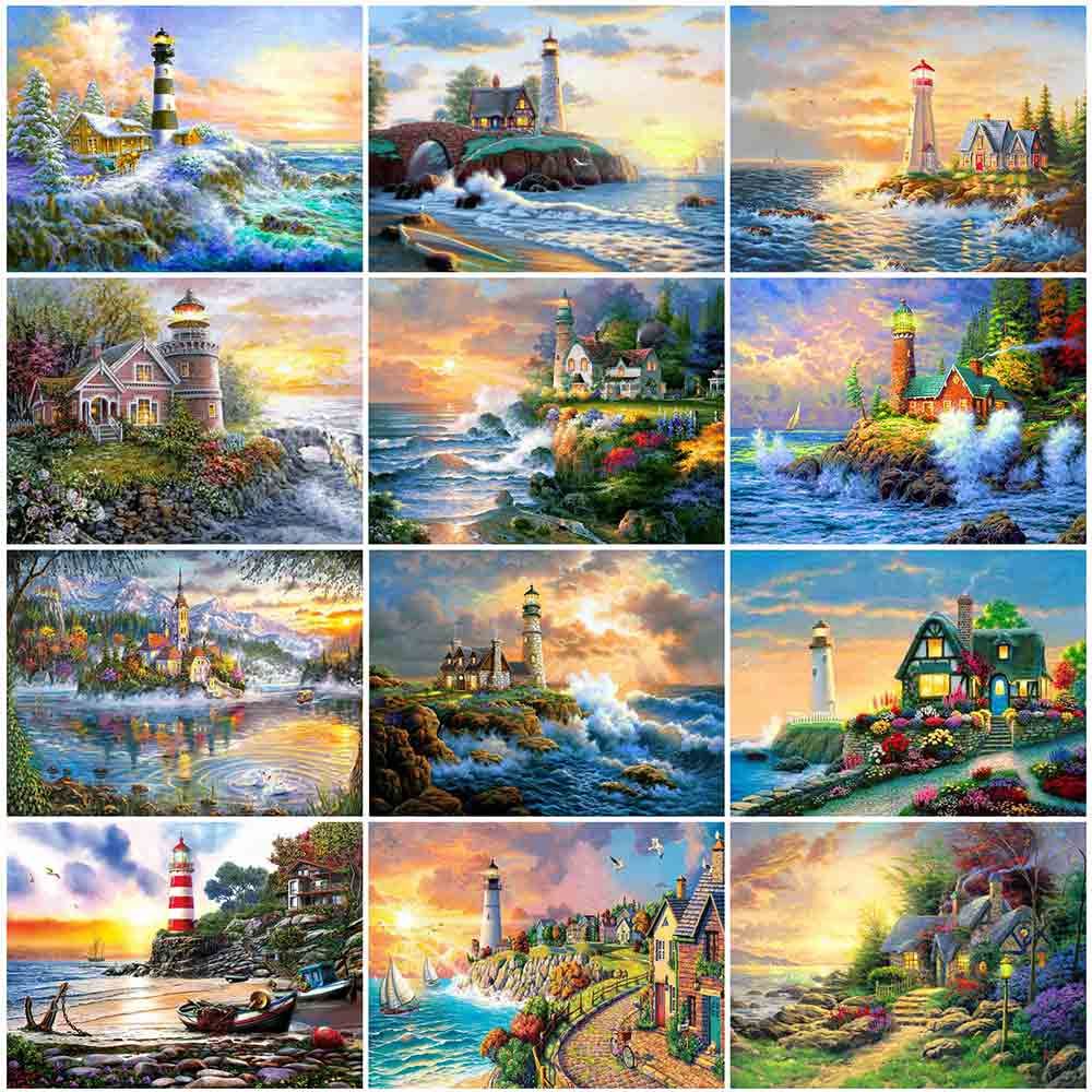 Lighthouse Landscape 5D Diamond Painting Full Drill Embroidery Cross Stitch