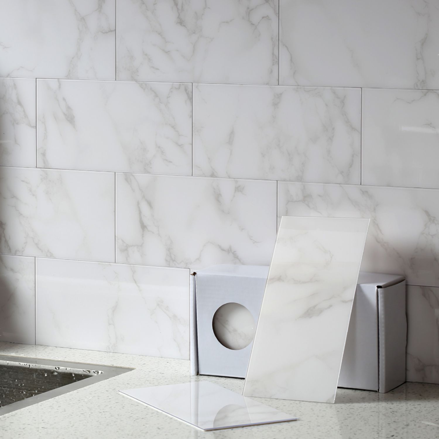 Buy Dropshipping Tiles Online, Cheap BeNice Marbling Backsplash Tile Subway Peel And Stick Wall Tile Kitchen Bathroom For Home DIY Decoration 100x200mmx23Tiles White By Benicechina | DHgate.Com