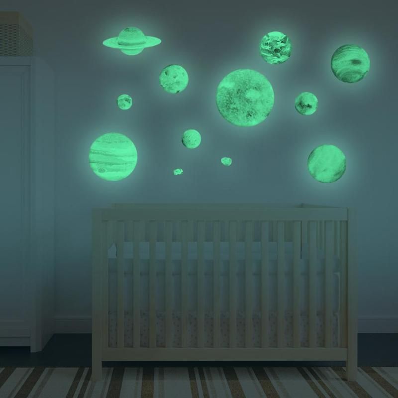 30CM Mars Glow in the Dark Stickers Home Decor Bedroom Fluorescent Wall  Mural Decals Modern Kids
