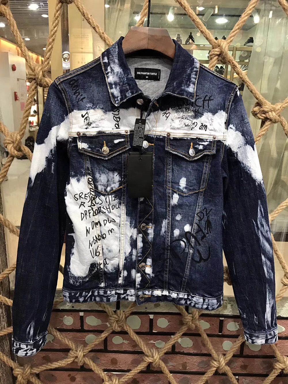 DSQ Denim Jacket Men Coat Dark Blue 