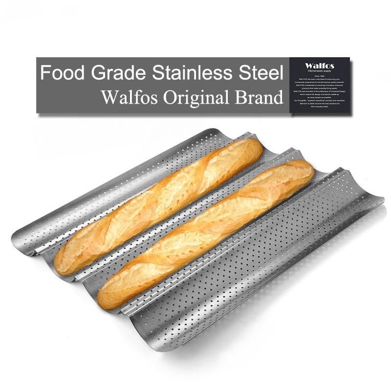 SteelChef Wave Baguette Baking Tray Non Stick 4 Grooves Food