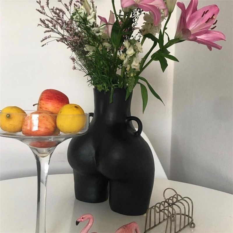 Nordic Style Resin Body Art Vase Creative Living Room Bedroom Flower Arrangement Flower Pot Home Decor Art Statue A1623 Black And White Vases For Sale Black Flower Vase From Yarns 99 48 Dhgate Com