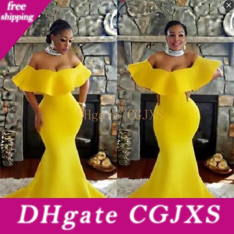yellow off the shoulder formal dress