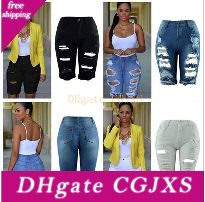 white knee length jeans