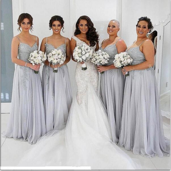 silver bridesmaid gown