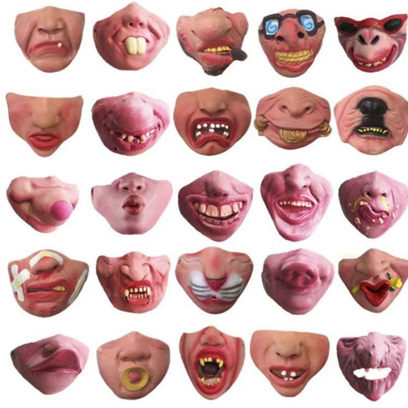 Fast Shipping Halloween Funny Face Masks Latex Child Adult Half Face Mask  Bar Prom Funny Red