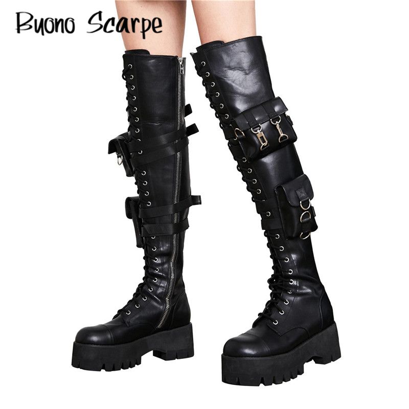 cheap platform combat boots