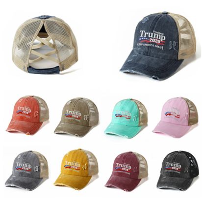 Trump Baseball Hat American Election Adjustable Net Embroidery Hats Outdoor Letter Printed President 2020 Party Hats EEA1965 50pcs