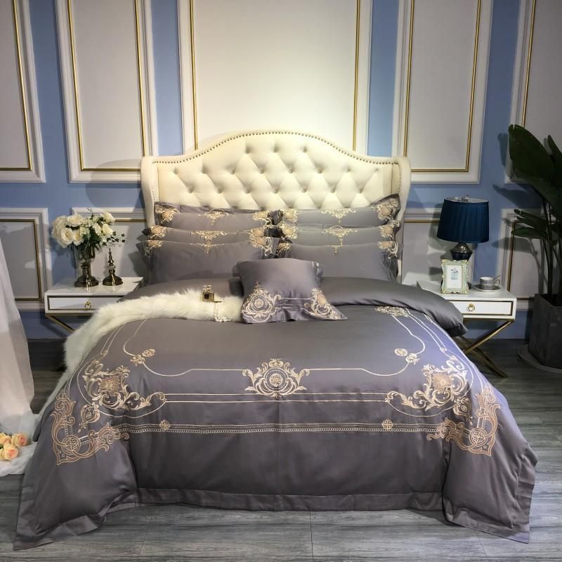 Egyptian Cotton King Size Queen Bedding Set Blue Gray Bed Sheet Fitted Sheet Embroidery Duvet Cover Bed Set Parure De Lit Duvet Bedding Sets Tropical Bedding Sets From Kuaikey 131 05 Dhgate Com