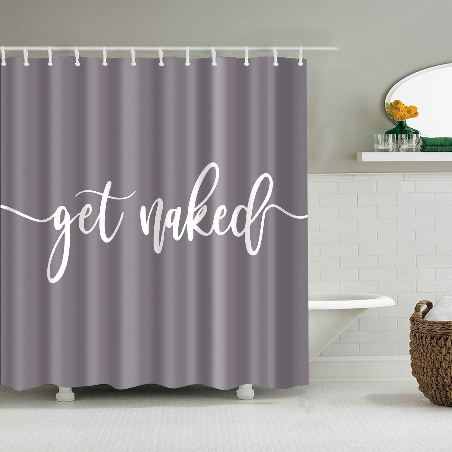 shower curtains with words on them