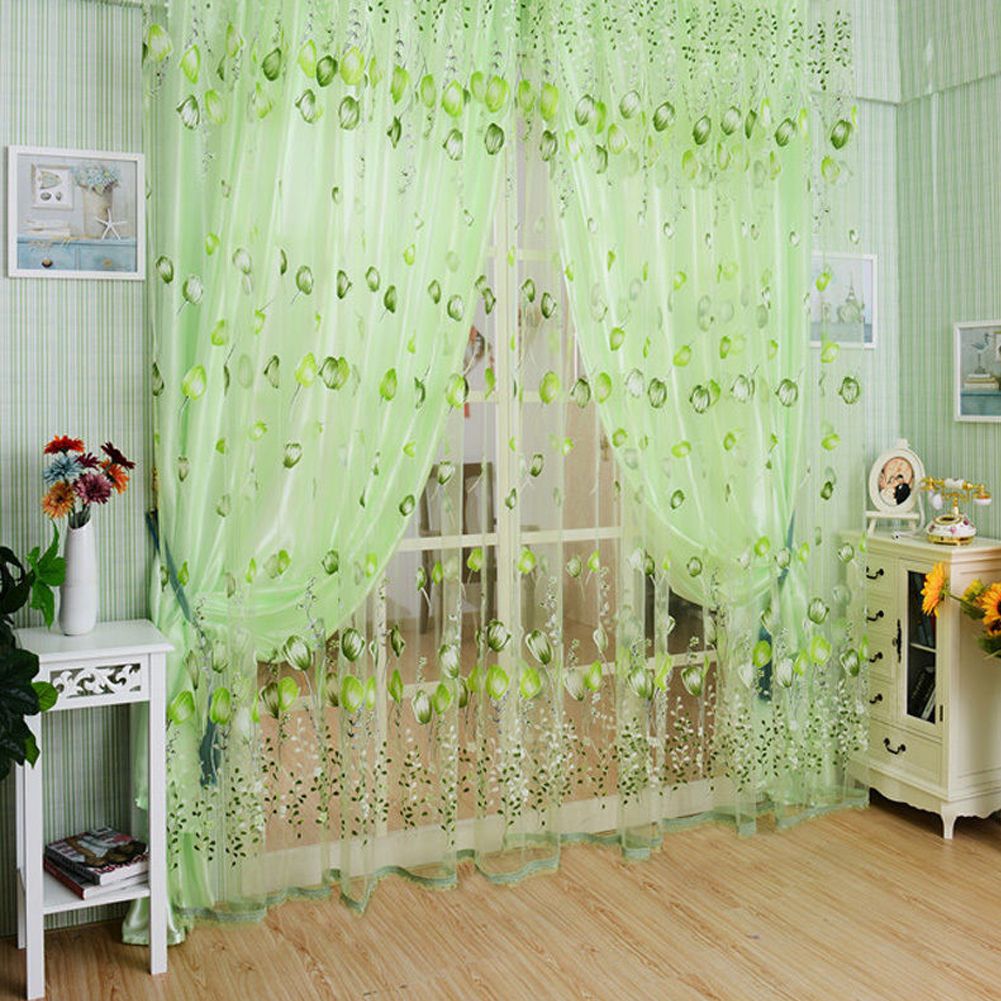 green scarf curtain