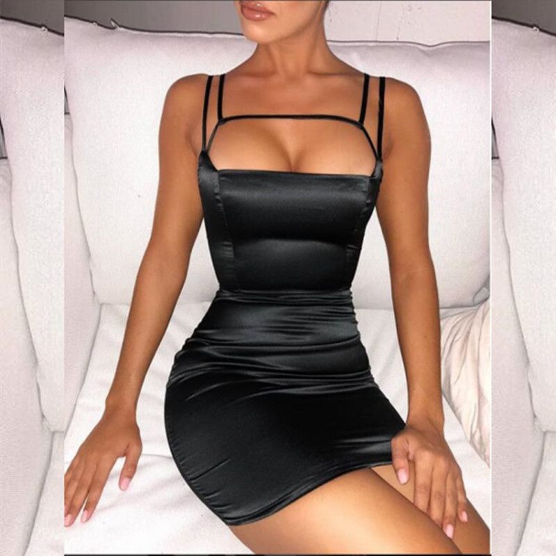 black satin silk dress