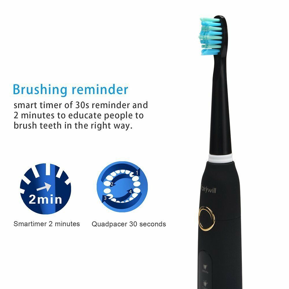 fairywill rechargeable sonic toothbrush with smart timer
