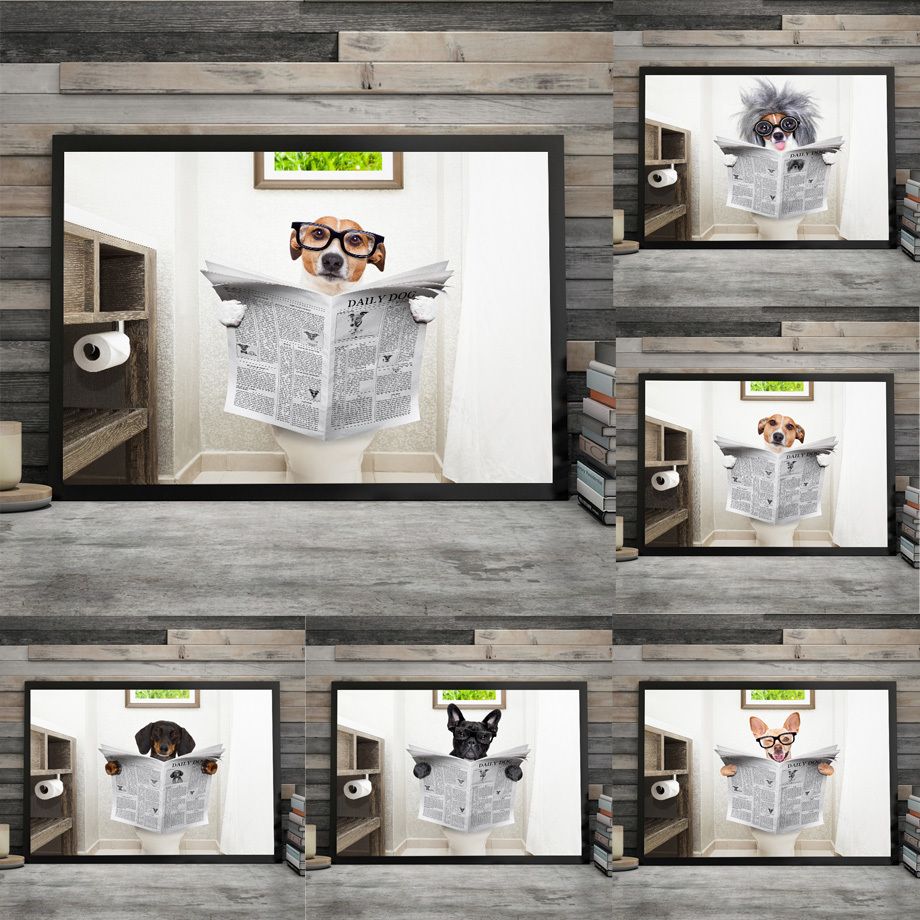 dog bathroom wall art