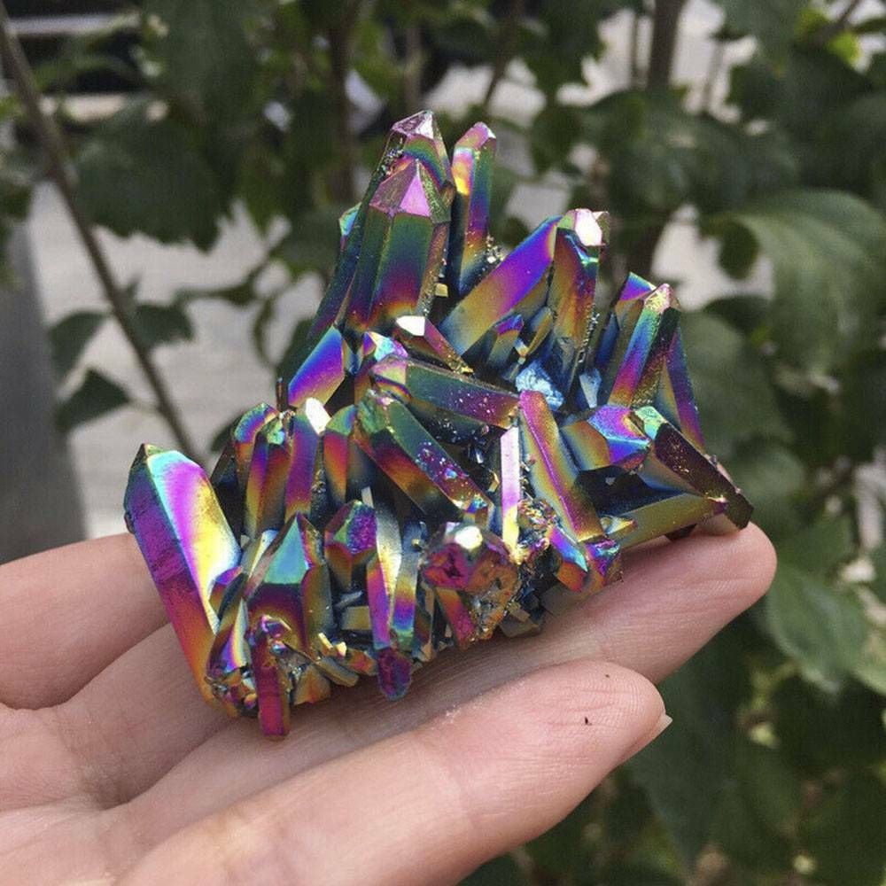 Natural Quartz Crystal Rainbow Titanium Cluster Mineral Specimen Reiki Healing Natural Quartz Crystal Rainbow Titanium Cluster Mineral Specimen Reiki Healing