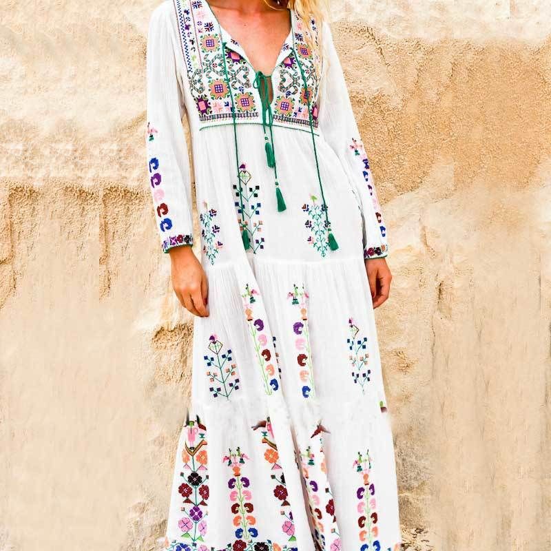 white gypsy style dress
