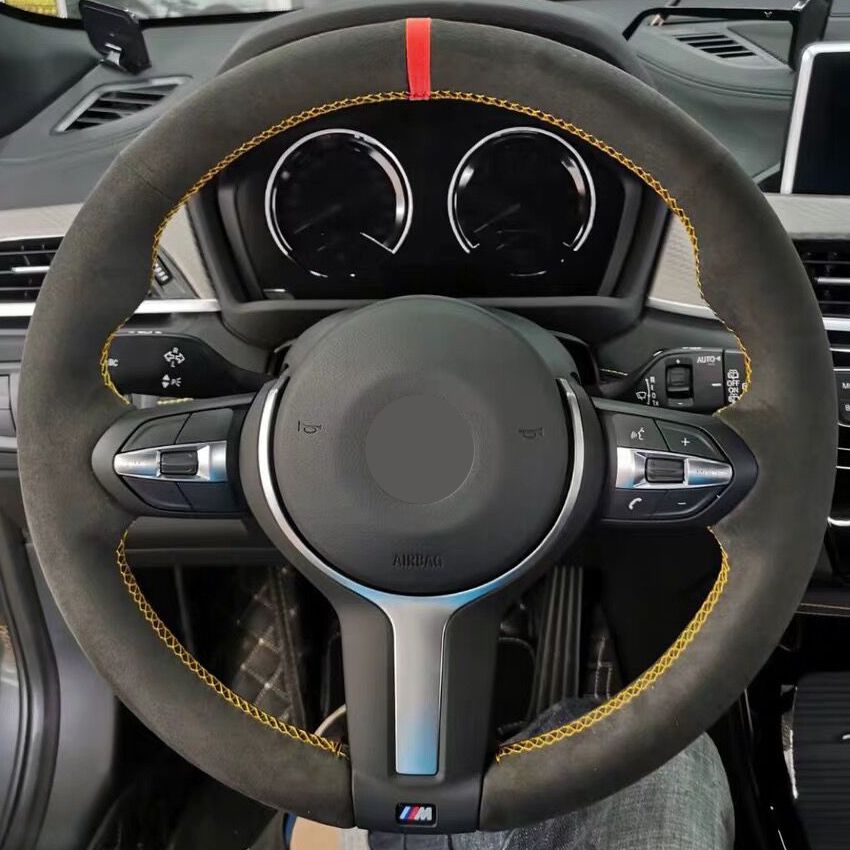 Black Suede Red Marker Car Steering Wheel Cover For Bmw F87 M2 F80 M3 F M4 M5 F12 F13 M6 F85 X5 M F86 X6 M F33 F30 M Sport From Och0660