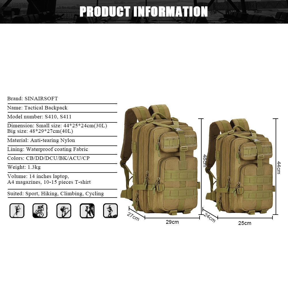 30l backpack dimensions