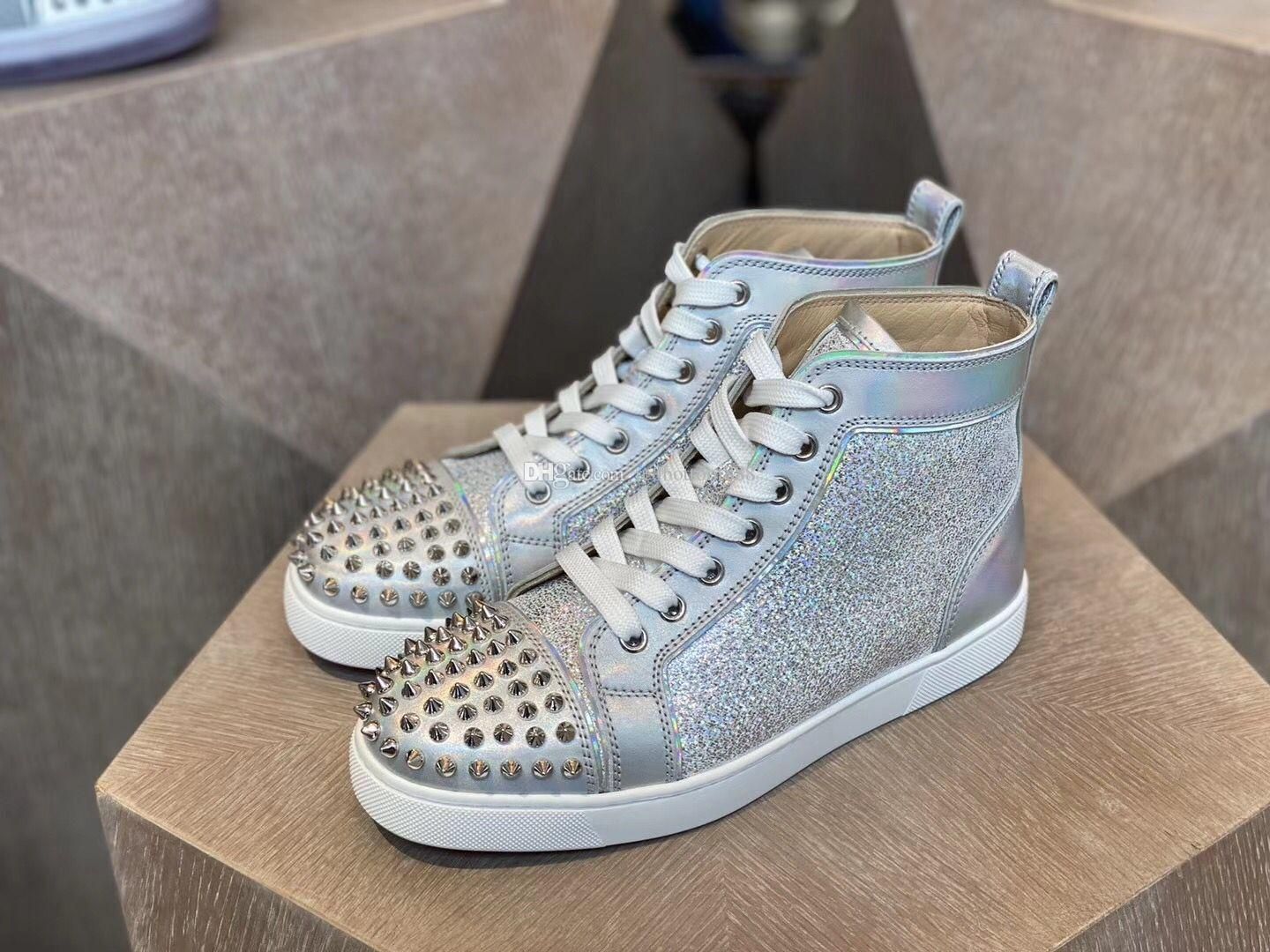 silver red bottom sneakers