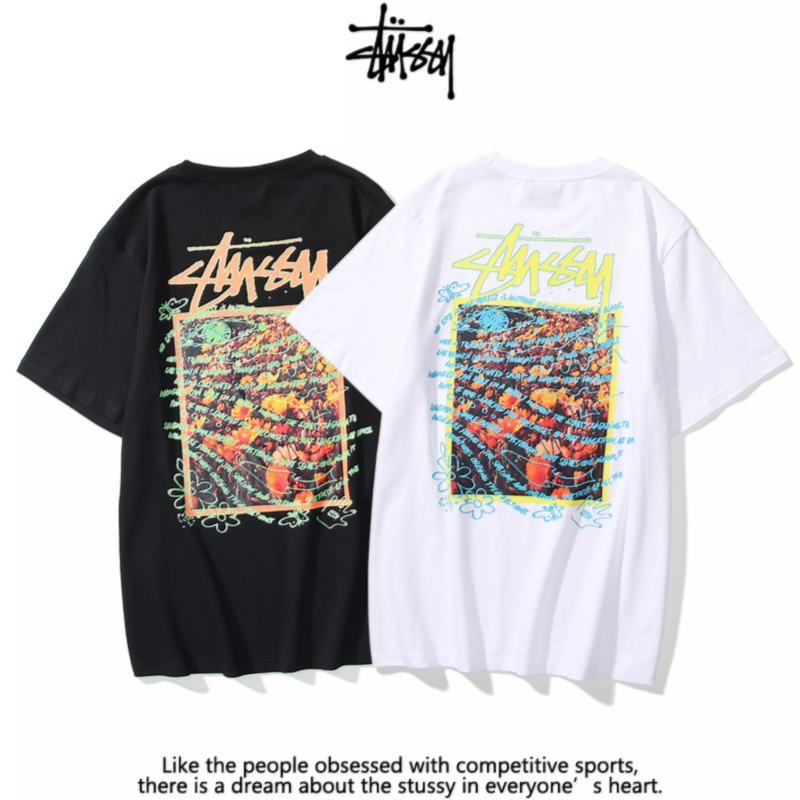 Stussy- new summer short sleeve monogram printed crew-neck loose cotton T- shirt for men and women _ - AliExpress Mobile