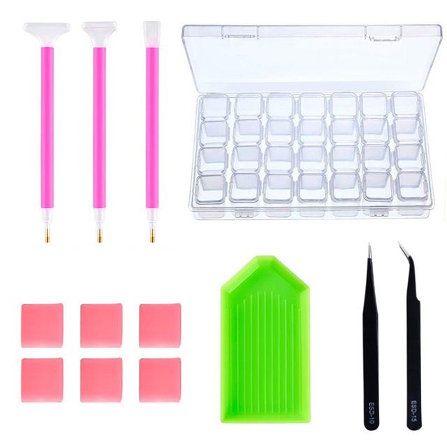 Dotting DIY Nail Art Tools Kit 5D Diamond Painting Tools Set Rhinestones Pick Up Pen Storage Box