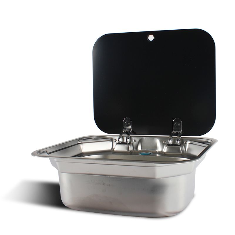 RV Kitchen 420 Mm Tempered Glass Cover Square And Stainless Steel