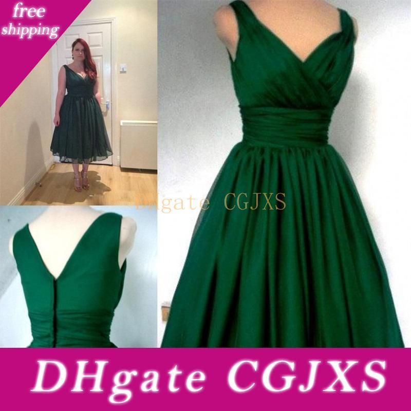 Emerald green cocktail dress plus size Clearance