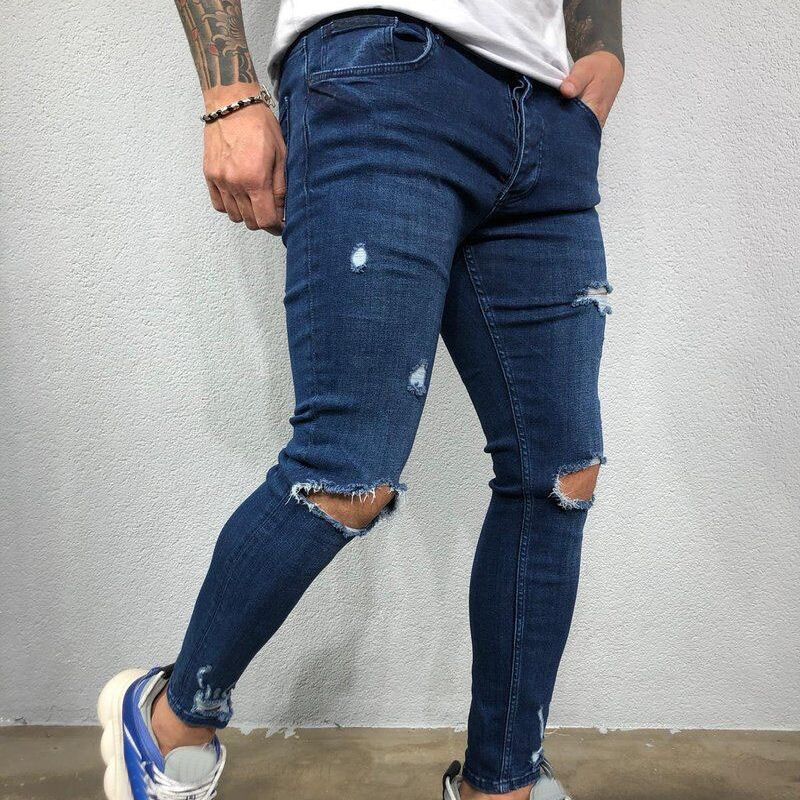 Shop Mens Jeans Online 21 Mens Fashion Jeans Fashion Summer Sexy Hole Pencil Pants Jeans Black Blue Male Clothing Streetwear Denim Pants With As Cheap As 21 74 Piece Dhgate Com