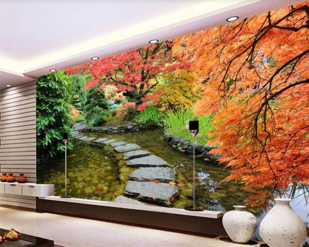 Paisaje 3D wallpaper hermoso jardín camino flores y bosques fondo pared romántico paisaje decorativo seda mural Paisaje 3D wallpaper hermoso jardín camino flores y bosques fondo pared romántico paisaje decorativo seda mural
