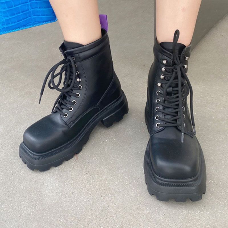 platform booties lace up