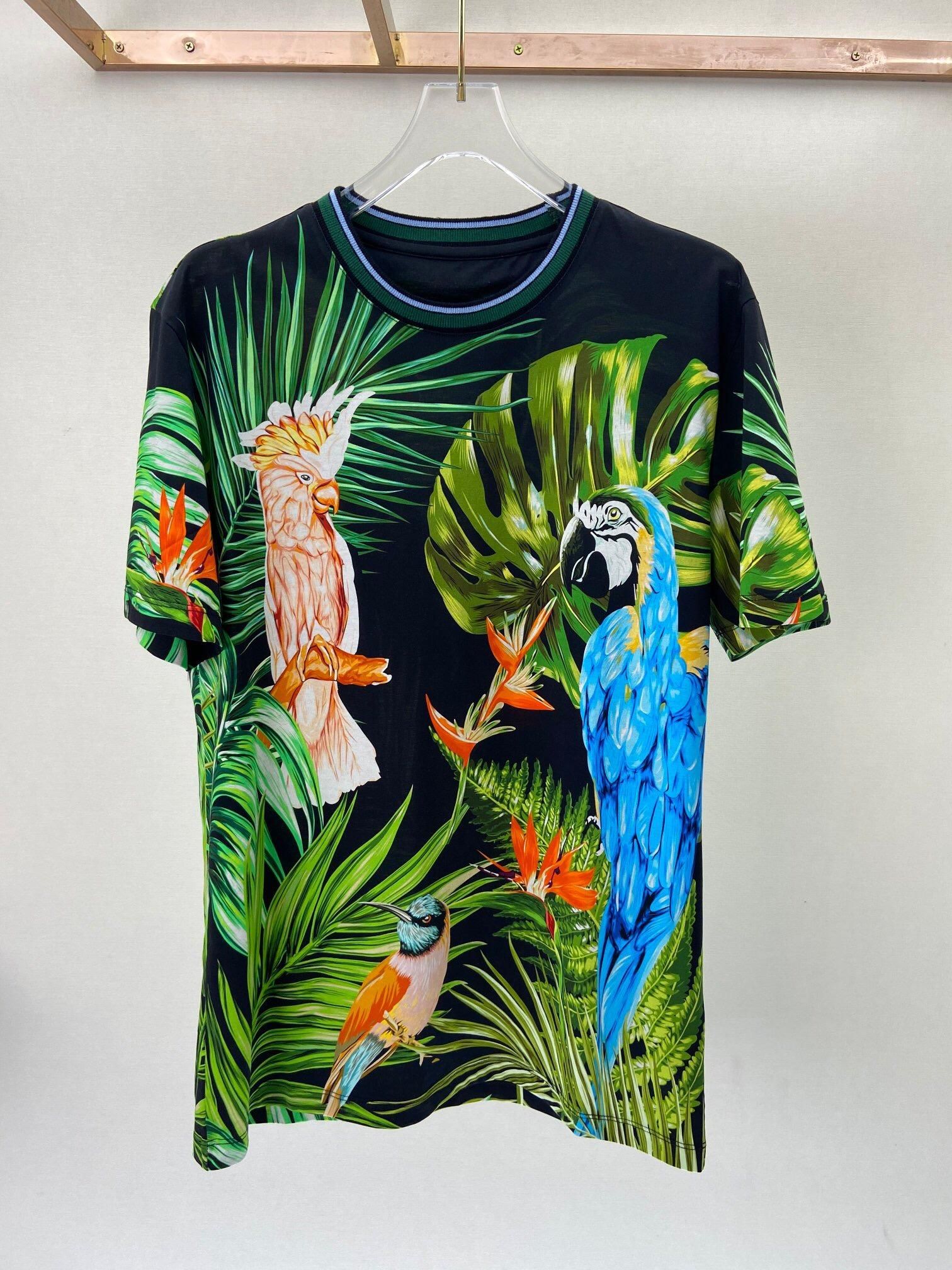 2020 Summer Fashion Clothing 3D Design Parrot Letter T