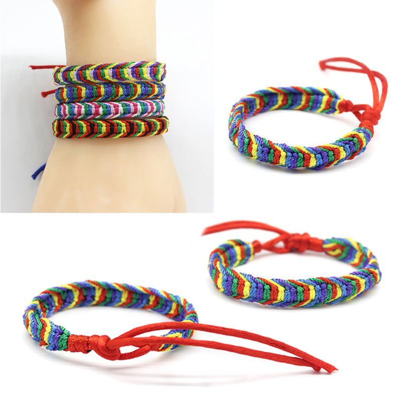 Charm Bracelets Handmade Colorful Nepal Woven Friendship With A Sliding ...