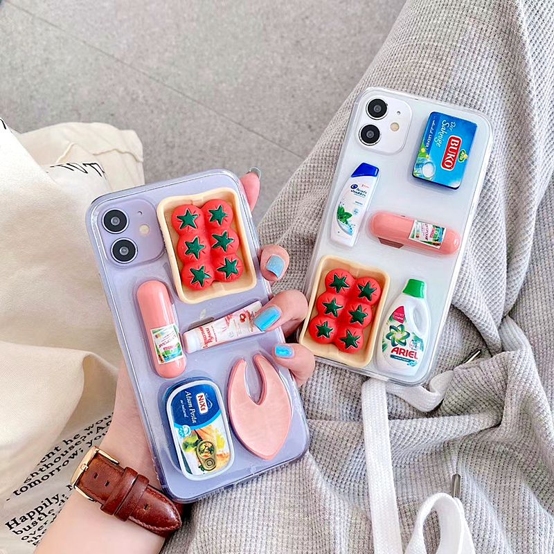 3d Cute Clear Supermarket Tomato Ham Supplies Phone Case For Iphone 11pro Max Case For Xr Xs Max 7 8 Plus Transparent Soft Glitter Cover From Hengchuang 2 74 Dhgate Com