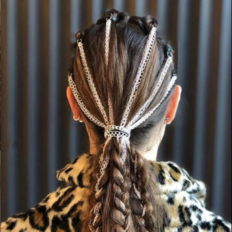 Hip Hop Braided Metal Gold Hair Chain Accessories Jewelry for Girl Long Tassel Rock Headwear Hair Hip Hop Braided Metal Gold Hair Chain Accessories Jewelry for Girl Long Tassel Rock Headwear Hair