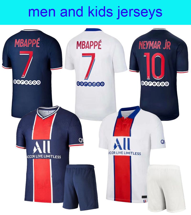 2020/21 Soccer Jerseys Adult Kids Kit 20 21 Paris Mbappe Home Away ...